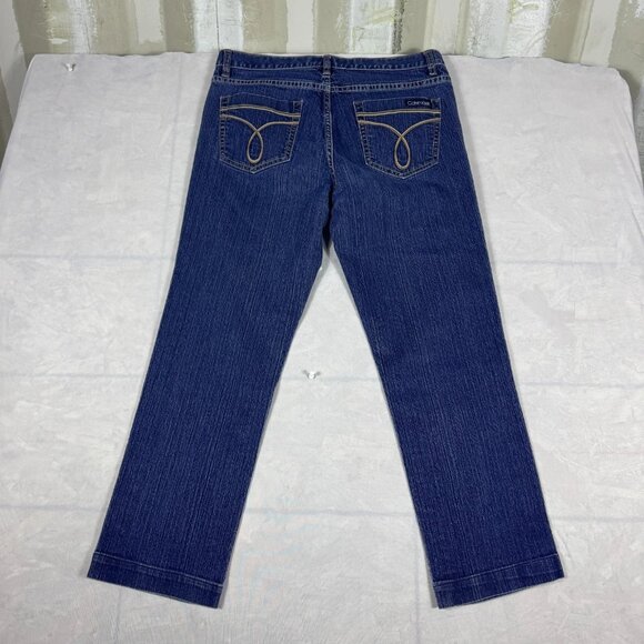 Calvin Klein Straight Leg Jeans Womens Navy Blue Denim 5-Pocket Classic Size 10 - Picture 2 of 13